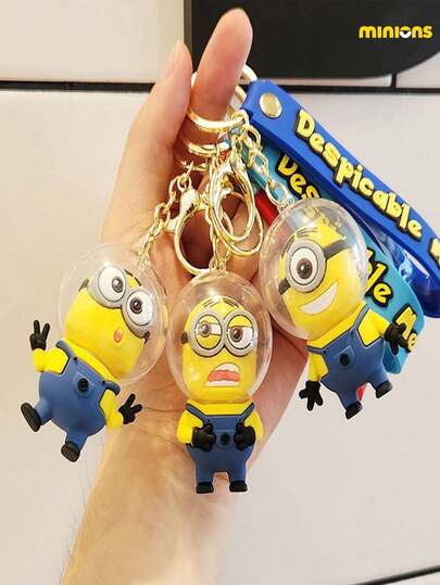 Minions 1pc Minions Cartoon Cute Astronaut Silicone Keychain Pendant, Car Key Chain, Bag Charm, Small Gift