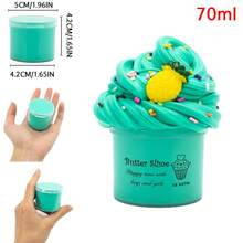 70ml 香薰黄油史莱姆，配草莓和冰淇淋饰物 - 蓝色和粉色蓬松史莱姆，适合儿童，是男孩女孩的理想派对礼物，配有有趣的史莱姆配件 - 彩色 - 查看 15