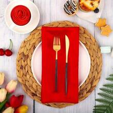 Set Of 10 Christmas Satin Napkins, 43x43 Cm, Soft And Smooth Polyester Fabric, Perfect For Wedding And Party Decorations.