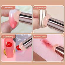 2-Pack Nail Art Pat Gel Smudge Pen Magic Mirror Powder Brush & Silicone Lip Brush - 2支粉透桿拍拍筆 - 查看 8
