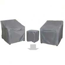 3pcs Heavy-Duty Waterproof Outdoor Furniture Covers Set - All-Weather UV-Resistant -Saving Patio Sofa, Chair & Coffee Table With Drawstring Closure, Fits 2 Chairs & Coffee Table (Year-Round Use), Patio Furniture Cover, Lounge Covers, Patio Set Cover, Patio Furniture Covers, Patio Cover For Furniture, Deck Box Covers For Winter, Patio Table Covers, Out Door Couch Covers, Patio Loveseat Set Cover, Patio End Tables Cover, Patio Covers For Outside, - Grey - View 4