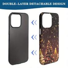 Funda para teléfono 2 en 1 con diseño de árbol, acabado mate esmerilado. Resistente, completa y compatible con phone 17 Pro, 14 y 15. Ideal para fiestas, temporadas y ocasiones especiales. Textura esmerilada, elegante y de alta calidad. Perfecta para entusiastas de la tecnología y dueños de smartphones. - Negro - Ver 6