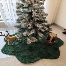 1 Sunflower Green Snowflake Christmas Tree Skirt Luxurious Rabbit Fur Christmas Tree Skirt Christmas Day Decoration Party Indoor And Outdoor Decorations Home Market Decoration Christmas Decorations Home Christmas Gifts Christmas Decor