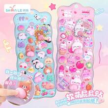 3D Soft Cute Butt Squeeze 3D Sticker Animal Cute Rabbit Bear Handmade Decorative Phone Case Sticker