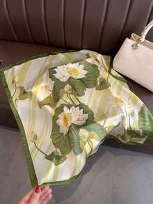 Pañuelo de poliéster estampado para mujer, pañuelo de bolsillo versátil y de moda, diadema, diadema, pañuelo para uso diario, accesorio elegante para realzar tu look - Verde - Ver 2