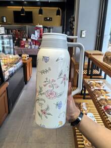 1500ml Capacity Stainless Steel Double Wall Vacuum Insulated Flask, Versatile Use As Coffee Pot, Beverage Container, Hot Water Kettle, Coffee Or Tea Pot. Featuring Classic Floral Pattern Design, Durable And Easy To Clean. This Elegant Floral Patterned Thermal Carafe Is An Ideal Choice For Weddings, Parties, Outdoor Activities, Office, School, Housewarming And Gift-Giving Occasions. - Multicolor - View 6
