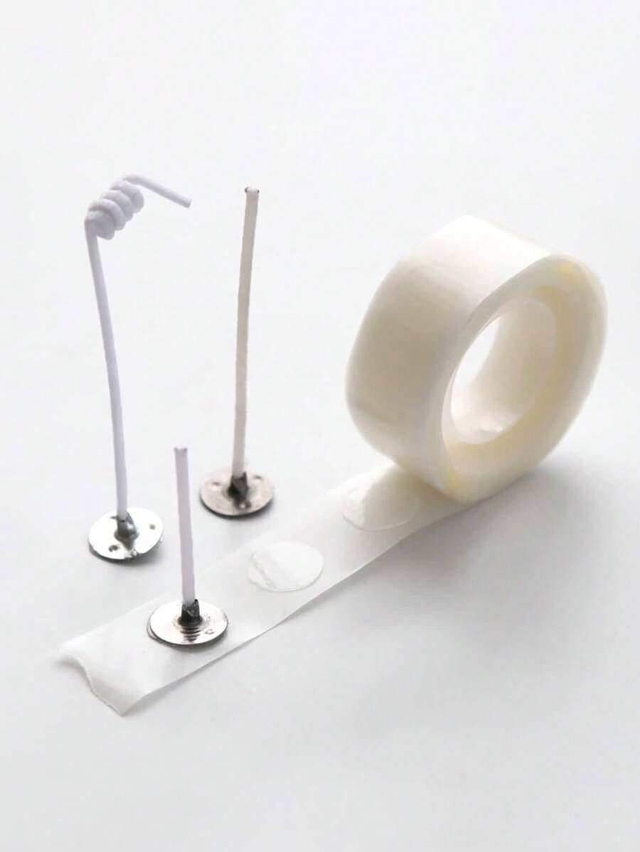 100pcs/1roll Clear Double-Sided Glue Dot, Candle Wick Fixer Glue For DIY,Room Decor,Gifts Birthday Graduation - White - View 1