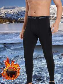 Men's Thermal Underwear Thermal Lined Long Johns, Suitable For Cold Weather, Outdoor, Gym, Winter Warm Base Layer Pants, Warming - Black - View 3