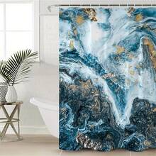 1/4 Stück Duschvorhang-Set mit blauem Marmordesign, wasserdichter Duschvorhang, Badezimmer Duschvorhang mit Trennung von nass und trocken, maschinenwaschbar, Badezimmer Dekoration, Badezimmer Accessoires, verschiedene Größen erhältlich, Weihnachtsdekoration