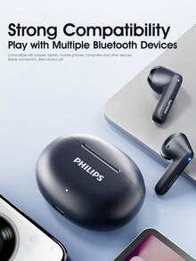 PHILIPS TWS Bluetooth wireless headphones, TAT1199,AI noise reduction,Spatial sound effects, long battery life, Low latency, waterproof for sports, non-pressure to wear - 黑色 - 查看 11