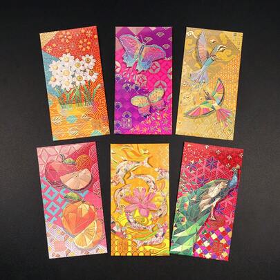 6pcs New Year Red Envelopes Spring Festival Lucky Money Bless Pocket Envelope Gift Chinese New Year Decorations Red Envelop