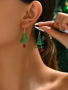 1 Paar modische, einzigartige Weihnachtsglocken & Weihnachtsbaum Design Ohrringe, geeignet für den täglichen Gebrauch für Frauen