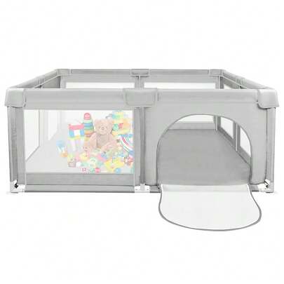 Parque infantil de tela Oxford, valla extraíble con base de ventosa antideslizante, protección anticaídas, incluye 50 bolas de agua, 120 x 120 x 66 cm