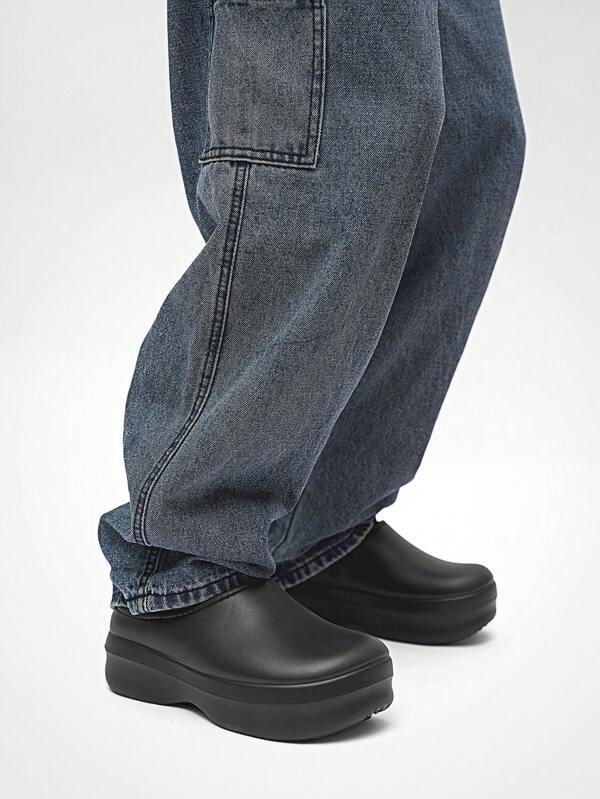 New Fashionable Casual Warm Thick Sole Men Outdoor Hiking Mule Shoes, Slip-On House Slippers