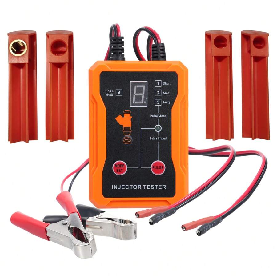 Kit de herramientas de limpieza de inyector de combustible, 8 modos de pulso, probador de inyector, con 4 adaptadores de limpiador de inyectores, herramientas de limpieza de bricolaje con - Naranja - Ver 1
