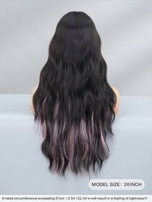 7JHH WIGS Long Wave Black & Pink Highlight Wigs For Women - Loose Fluffy Wavy Curly Wig With Bangs, Full Machine High Density Synthetic Heat Resistant Fiber Hair, Exaggerated Style Anime Halloween Costume Wigs For Cosplay Wear, Masquerade Ball & Music Festival Carnival Party Use 26 Inch - 挑染粉色 - 查看 4