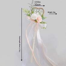 Flower Girl Wand Wedding Bouquet Artificial Rose Flowers Magic Wand With Ribbons For Special Occasions - White - View 7
