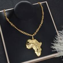 1pc Personalized 18K Gold Plated Multi Element Map Pendant Necklace Thick Block Suitable For Men Daily Party Wear
