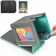Magnetic Card Deck Box For TCG Storage, Holds 100 Double-Sleeved Cards - Xám và Xanh lam - Xem 12