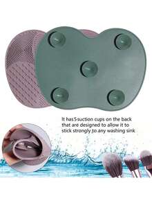 1pc Silicone Make Up Brush Cleaning Mat, Makeup Brush Cleaner Mats, Cosmetic Cleaning Pads, Portable Washing Tool With Suction Cup For Makeup Cosmetic Brushes, Drying Washing Tool, Suitable For Makeup Brush, Makeup Sponge, Powder Puff