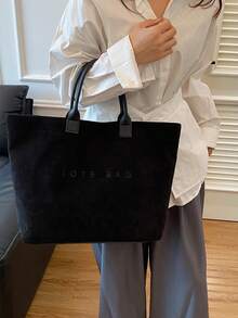 Bolso de hombro de mujer de gran capacidad, elegante y sencillo, de pana, para uso casual y de vacaciones