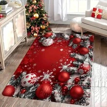 Christmas Theme Rug - Snowy Holiday Design, Washable & Stain Resistant, Soft Flannel With Non-Slip Memory Foam Backing, Suitable For Living Room, Bedroom, Entryway, Ideal For Christmas, Winter, Autumn Kitchen Rug Bathroom Decor - Multicolor - View 6