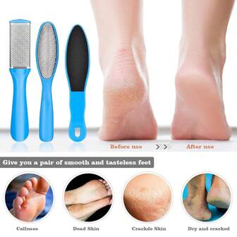 Foot Care Set, Stainless Steel Pedicure Tools, Dual-Sided Foot File & Dead Skin Remover, Washable, For Men & Women, Travel & Home Use