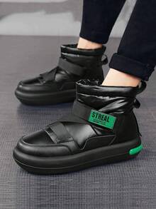 Botas de nieve impermeables con suela gruesa y cálida para hombres, en color negro y verde, con forro térmico y antideslizante, para invierno