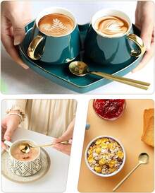 8 piezas de cuchara de té y café dorado: adecuado para capuchino, Espresso, postre, leche y crema - 1 - Ver 7