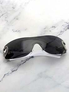 1pc Frameless Metal Heart Decor Y2K Style Fashion Glasses Women, Suitable Beach Party,, Vacation Shades Heart Street Y2k Style Oversized Wrap Frame Music Festival Preppy Style Back To School - White Feet白色汞片 - 查看 3