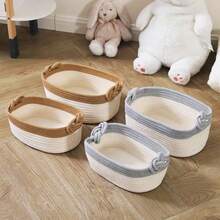 A Hand-Woven Storage Basket In Japanese Style, A Cord-Woven Desktop Storage Box, Suitable For Storing And Organizing Toys, Snacks And Small Items