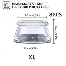 4/8/20 件透明椅腿地板保护垫 - 消除地板噪音，防止椅套刮伤，滑动顺畅 - 家具垫，家具滑块采用灰色软毛毡制成，保护地板和桌椅腿，适用于厨房、客厅、卧室、餐厅（圆形、矩形）