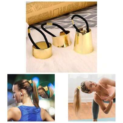 Kit Peinado 4 Piezas Juego de anillos de pelo grueso de metal cepillado expandible para coleta de caballo para mujeres y nias Cera Fijadora Cabello Clean Look