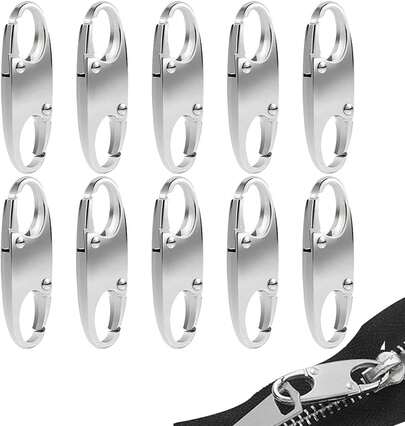 Slzhds 10 Pcs Clips de Mosquetón, Mosqueton Llavero, Mosquetón Doble, Hebilla de Cremallera de Repuesto Antirrobo,Mosquetón,S Llavero de Resorte Doble,para Viajes de Camping,Mochilas