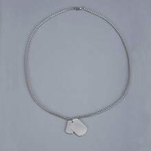 1 pieza Collar con colgante de placa de identificación de moda para madre e hijo, joyería con cadena de cuentas, accesorio versátil de ropa urbana