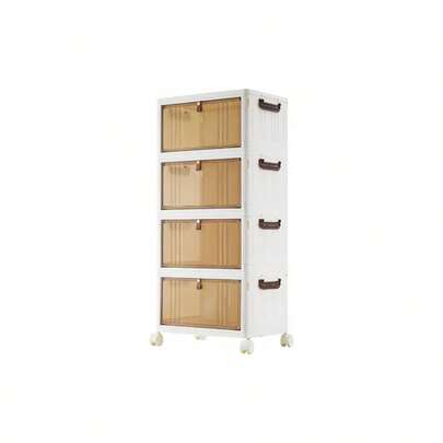 4 - Tier Stackable Storage Box Set With Lids, 23L Capacity Per Tier, Wheeled Storage Bins With Brakes