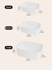 1pc/2pcs/3pcs Small Plastic Storage Boxes/Baskets For Desktop Snacks, Sundries, Cosmetics, Etc. Suitable For Organizing In Dorms, Kitchens, With A Rectangular Shape - White - View 16