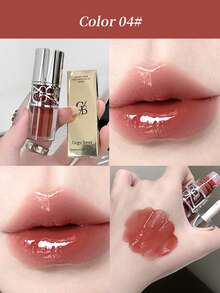 Gege Bear 1pc Glossy Hydrating Moisturizing Plump Glass-Like Lip Gloss, Long-Lasting And Non-Sticky - 彩色 - 查看 10
