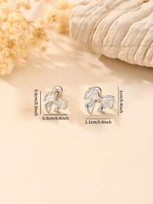 1 件蝴蝶锆石耳钉，精致百搭的简约耳环穿孔珠宝，316L 不锈钢螺丝柱圆球，多种款式可选 - 帶鑽星星吊墜款-銀色 - 查看 8