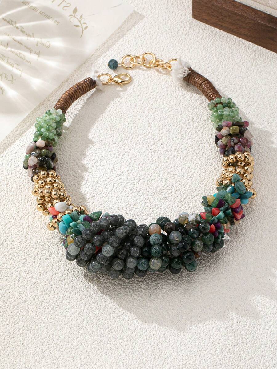 1 pezzo Collana con perline in stile boho personalizzata, design elegante, accessorio versatile per le donne