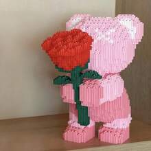 1 Set Rose Flower Bouquet Building Blocks Toy, Small Particles Assembly Blocks, 3D Toy, Valentine's Day Gift For Friends And Family, Rose Flower Gift, Adult And Teenager Building Blocks Toy