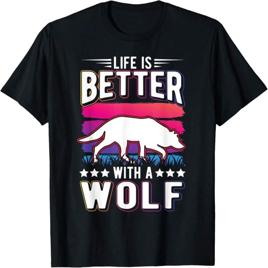 Is Better With A Wolf T-Shirt - Black 11 - View 1