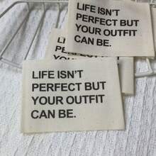 Etiquetas de Roupas de Algodão de Tamanho Grande, Impressas com Texto em Inglês, Marca de Roupas e Projetos DIY Feitos à Mão - Bege - Visão 3