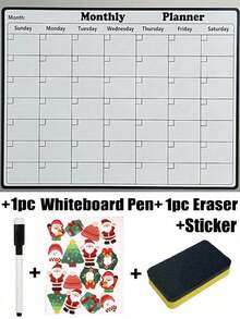 Calendario magnético de pizarra blanca para refrigerador, planificador familiar mensual, pizarra magnética, calendario de pizarra magnética, decoración de cocina, planificador mensual para refrigerador, accesorios de refrigerador para cuadro de tareas y planificación de menús (varios tamaños)