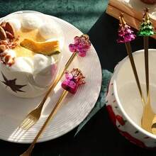 Christmas Portable Cutlery Set, Reusable Spoon And Fork With Storage Box, Suitable For Camping, Picnic And Daily Use, Kitchen, Christmas Gift