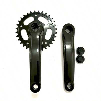 KIT Pedivela 170mm Bike De Aço C/Coroa Única 32D ponta quadrada na cor preta, 7V/8V/9V serve de várias marcas