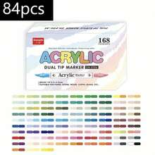 84pcs/Set 168 Colors Dual-Tip Liquid Marker Pens, Suitable For Painting And Art Creation - 8106-84 - View 8