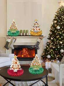 Adornos de Panal Personalizados - Decoración de Soporte de Árbol con Foto Personalizada, Adornos Navideños Reutilizables en Rojo/Verde/Dorado, Perfectos para Mesas Navideñas, Repisas, Reuniones, Acentos Festivos de Pared, Regalos Navideños Sinceros para Familia y Amigos, Ideales para el Hogar, Fiestas - Multicolor - Ver 2