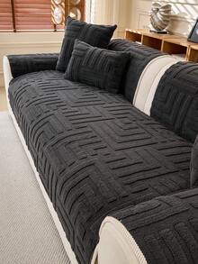 1pc Thick Plush Sofa Cushion Cover, Modern Simple Anti-Slip Warm Sofa Seat Pad, Dust-Proof Washable Sofa Slipcover, Soft & Fade-Resistant, Pet-Friendly, Fits L-Shaped Sofa And 1/2/3/4 Seater Sofa, Suitable For Bedroom, Office, Living Room