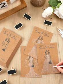 Juegos de ducha nupcial, el conjunto de juegos de regalo del vestido de la novia - Incluye 10 tarjetas y 10 lápices blancos para adivinanzas interactivas de los invitados, juegos de despedida de soltera, juegos de gallina, adecuados para decoraciones de fiestas de bodas y juegos interactivos divertidos para invitados, juegos de boda para diversión, artículos de fiesta DIY decoración de Halloween, Navidad y suministros para fiestas de cumpleaños - Multicolor - Ver 5